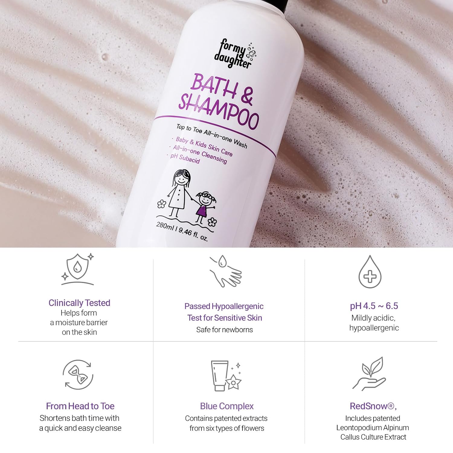 ForMyDaughter Baby Bath & Shampoo – 280ml